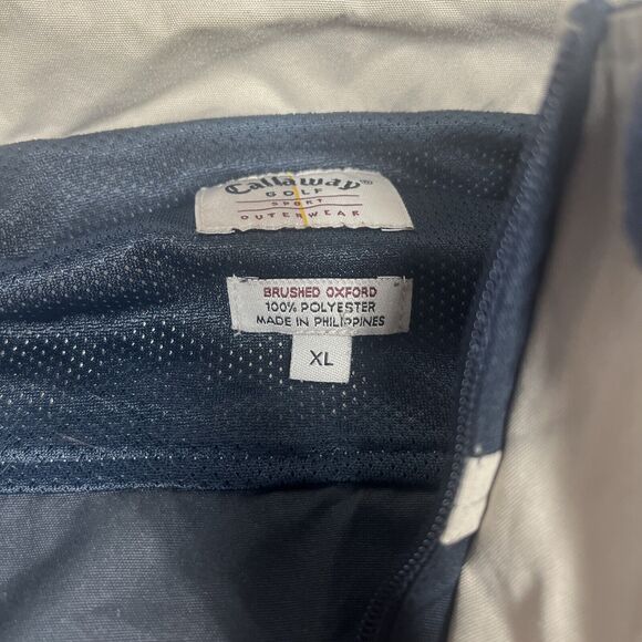 Callaway Golf Mens XL Brushed Oxford 1/4 Zip Pullover Golf Rain Jacket Blue‎ - Picture 5 of 6